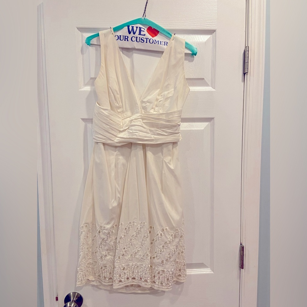 BCBG MaxAzria White Halter Top Eyelet Dress